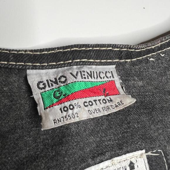Vintage Gino Venucci Denim Work Vest Black L-XL Utility Western XXX Heavy Stitch - Picture 10 of 14